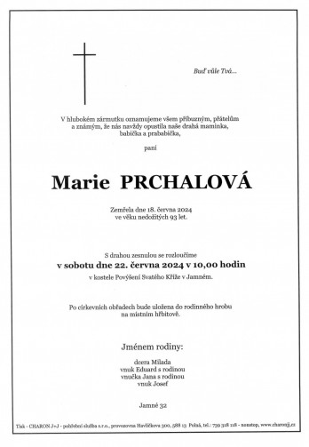 paní Marie PRCHALOVÁ