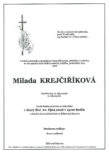 Milada KREJČIŘÍKOVÁ