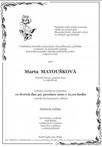 paní Marta MATOUŠKOVÁ