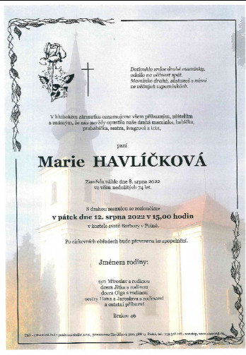 paní Marie HAVLÍČKOVÁ
