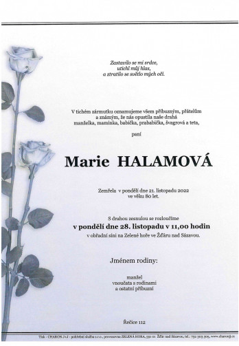 paní Marie HALAMOVÁ