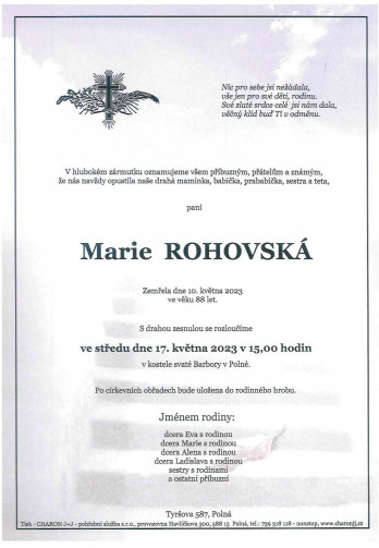 paní Marie ROHOVSKÁ