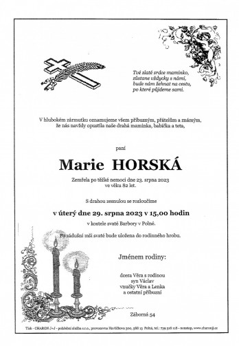 paní Marie HORSKÁ