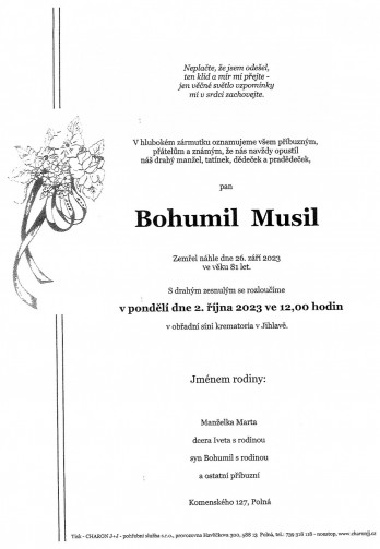 pan Bohumil MUSIL